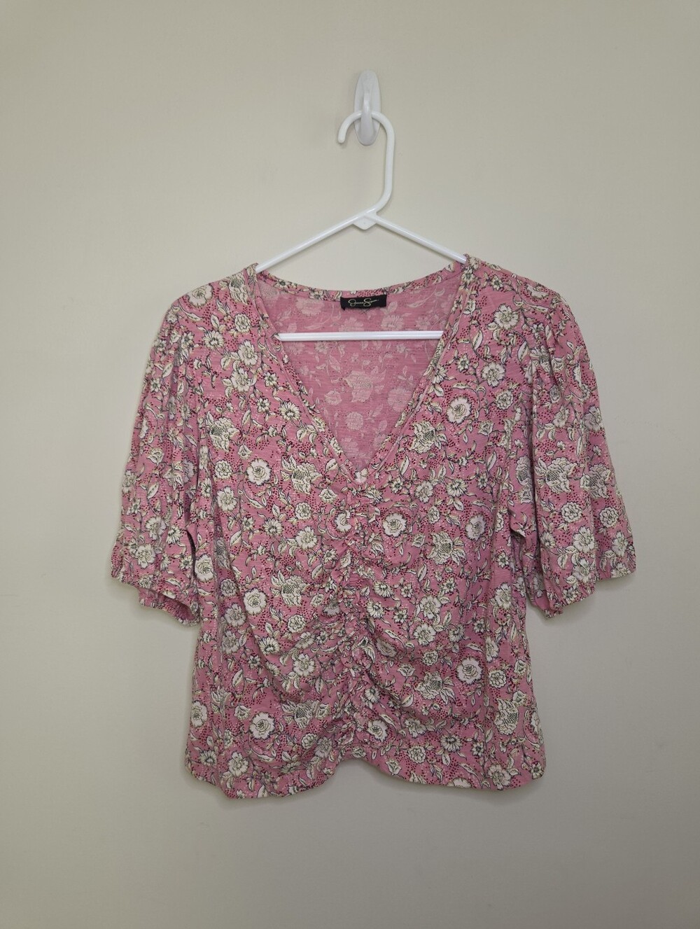 Women's Jessica Simpson Pink Floral Prinr Top Sz Large
